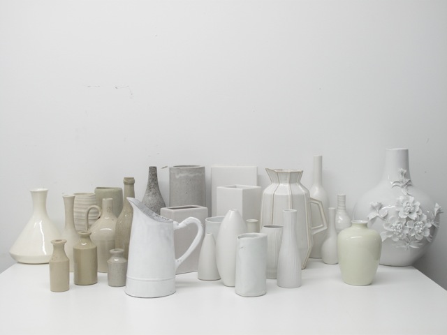 white vases