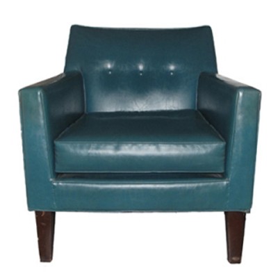 Teal Tufted Modernist Faux Leather, Faux Leather Armchair