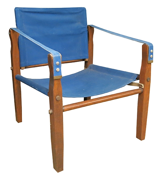 Vintage Blue Canvas Safari Chair