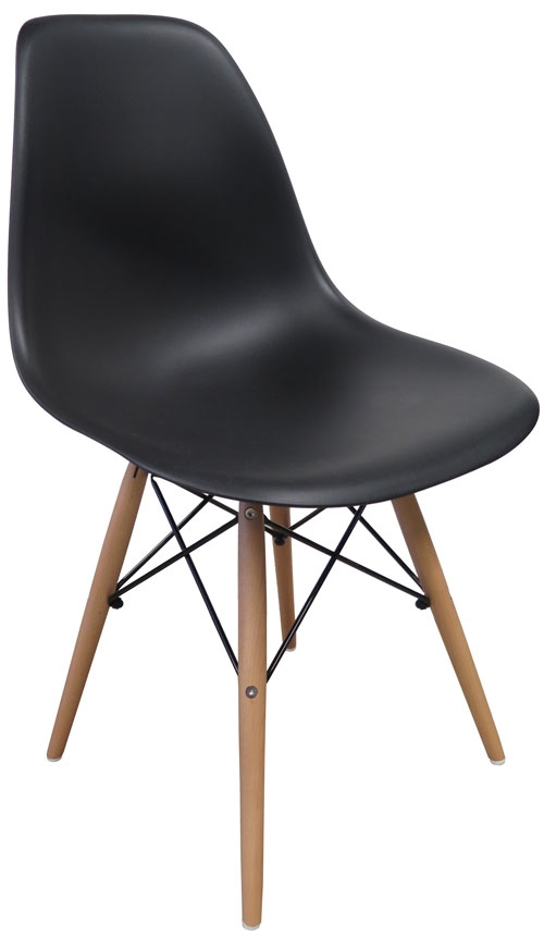 Black Eames Style Shell Chair with Blond Wood Dowel Base